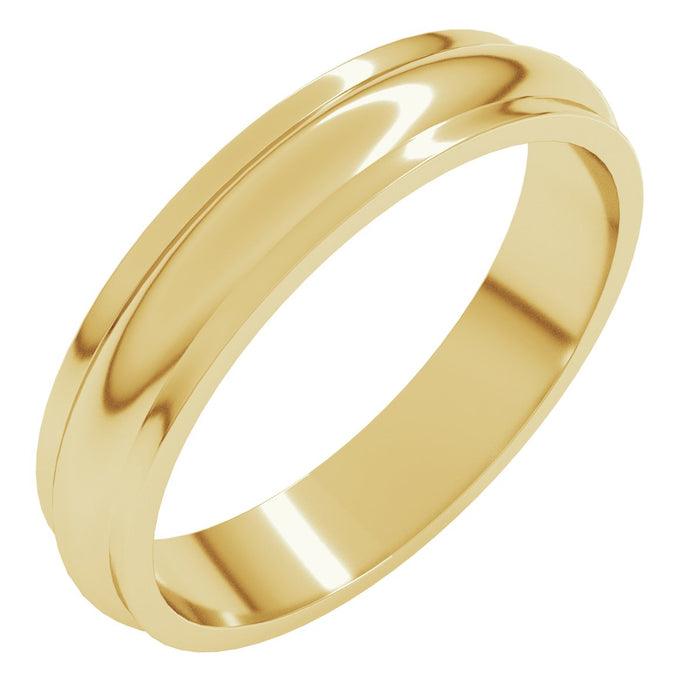4mm stepped-edge half round wedding band in 14K Yellow Gold