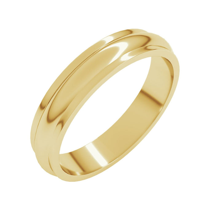 4mm Stepped-Edge Half Round Wedding Band in yellow gold