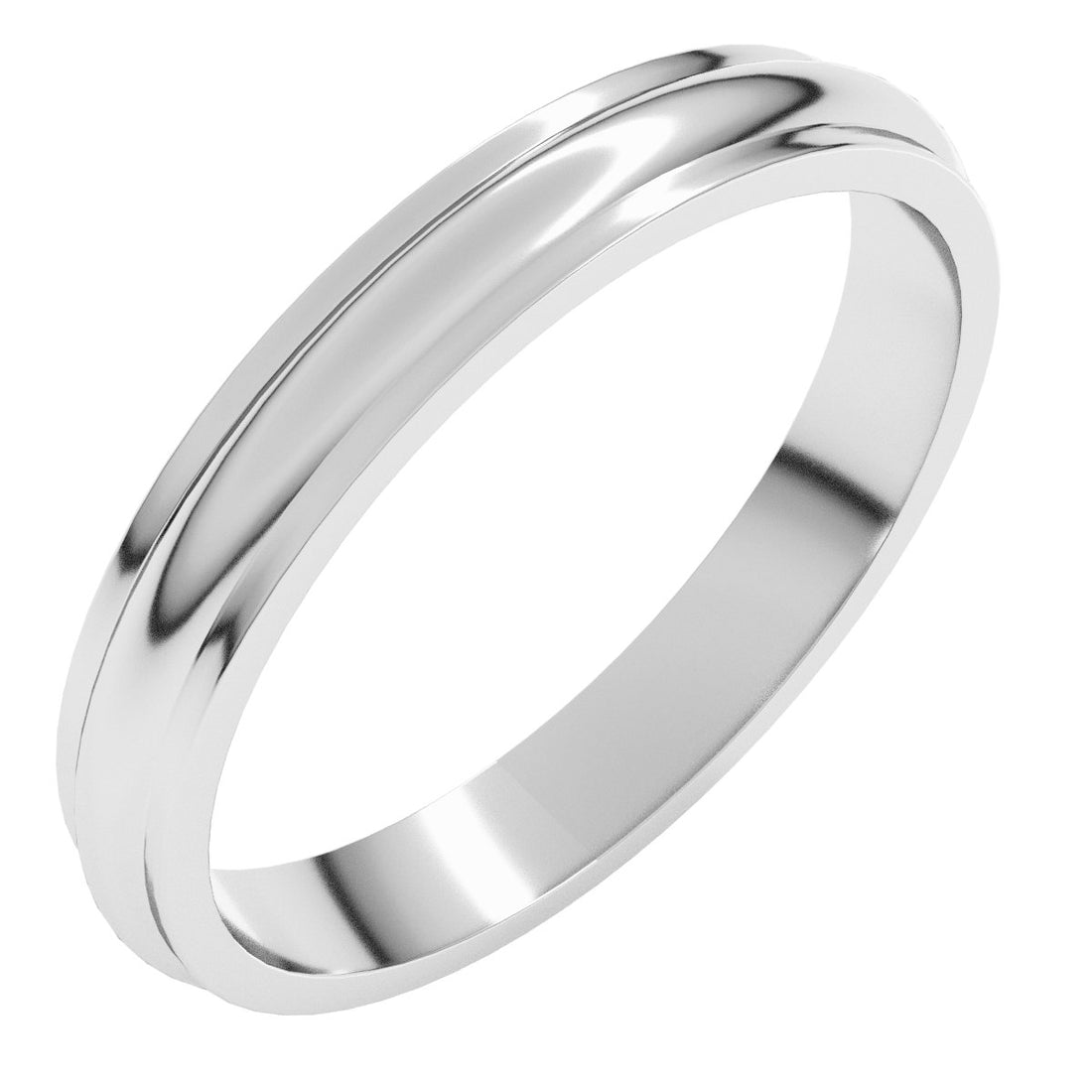 3mm stepped-edge half round wedding band in Platinum