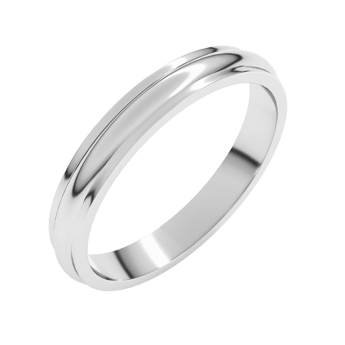 3mm Stepped-Edge Half Round Wedding Band in white gold