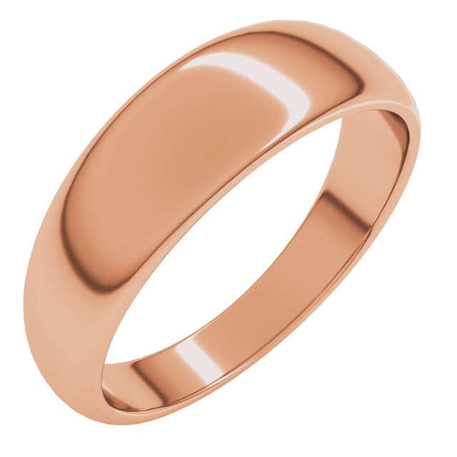 Tapered Domed Men's Wedding Band, 6 mm width