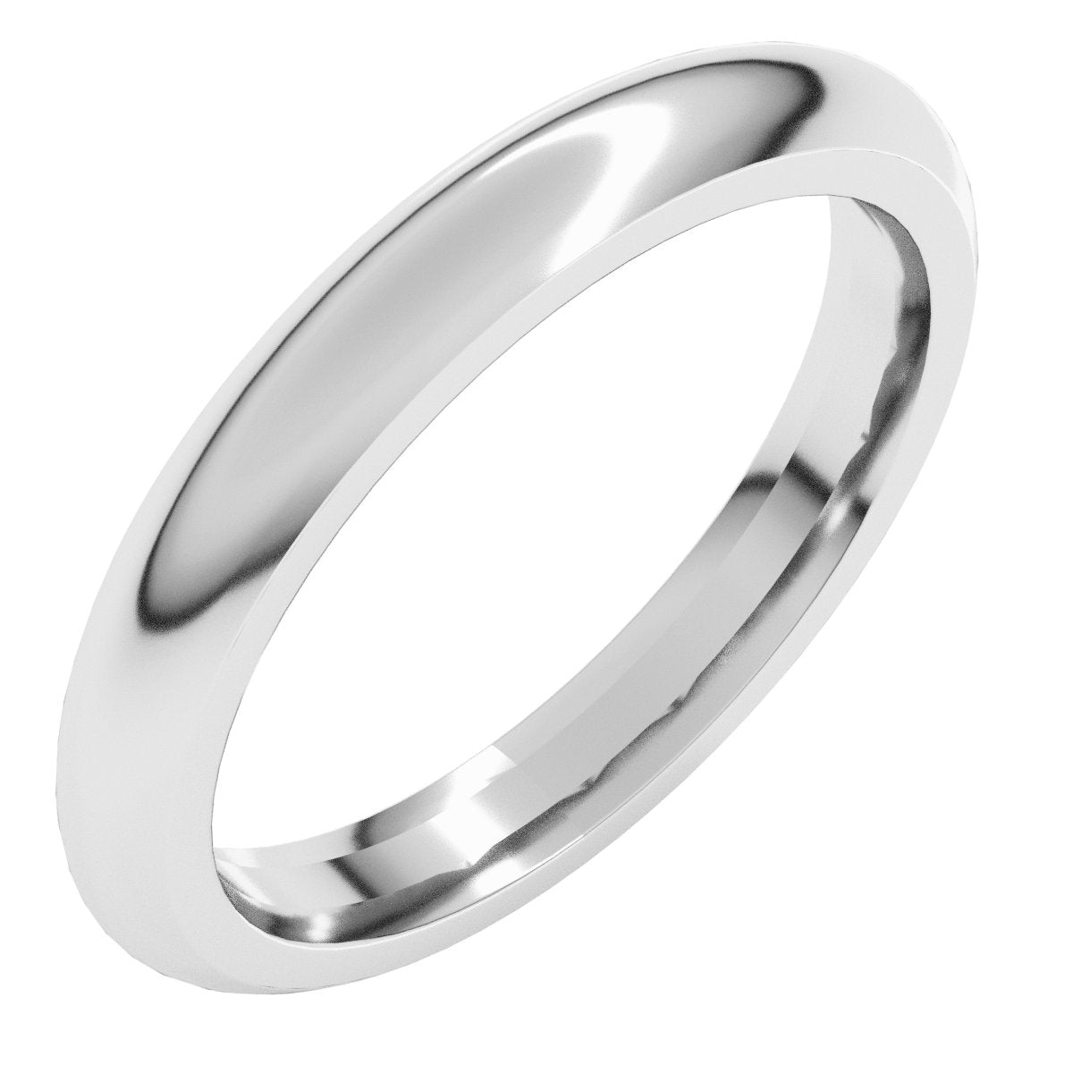 3mm half round wedding band in 18K White Gold