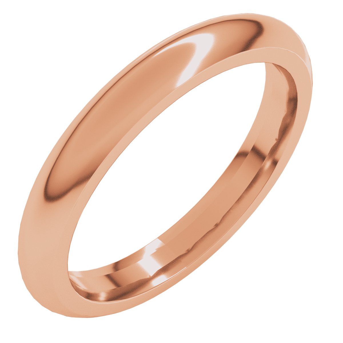 3mm half round wedding band in 10K Rose Gold