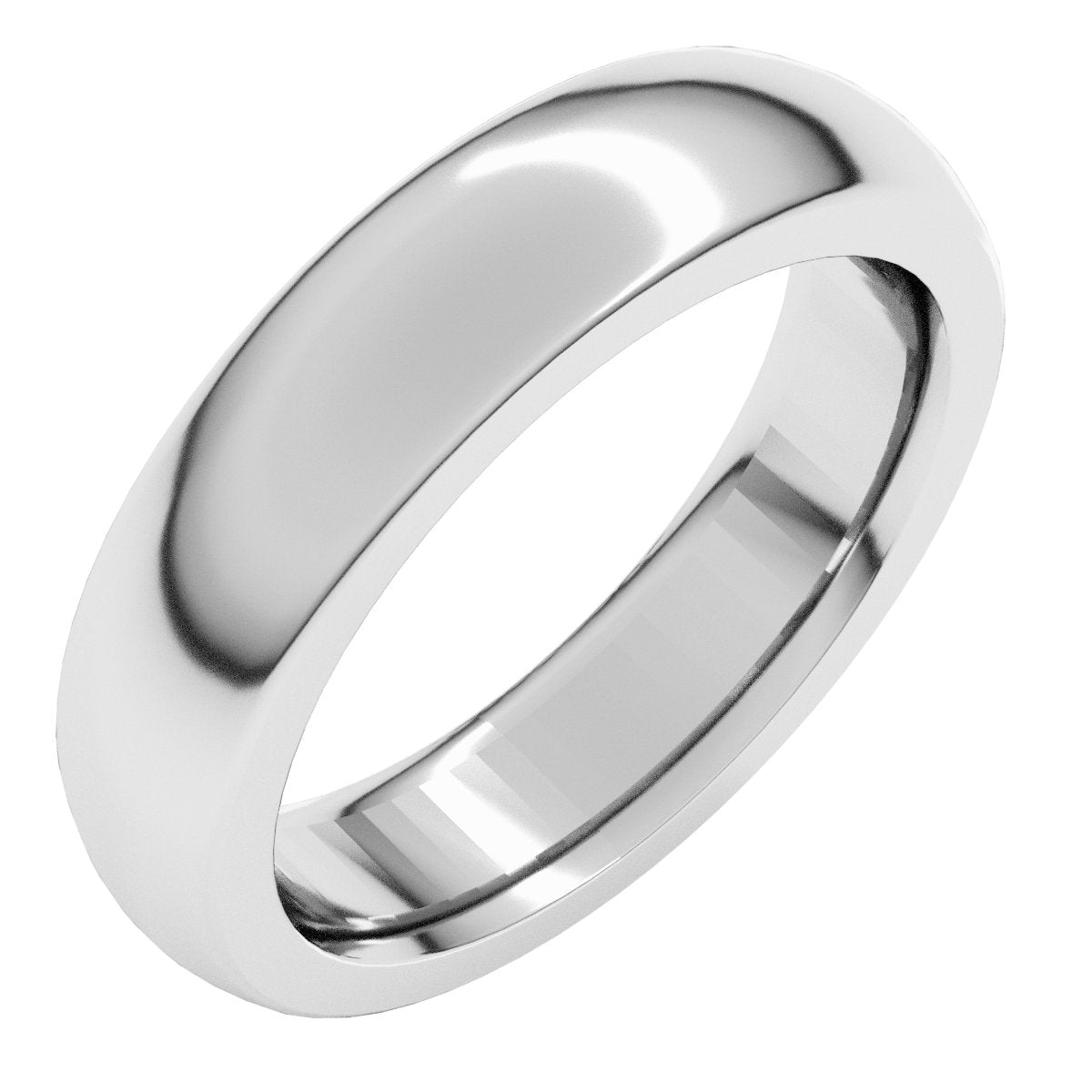 5mm half round wedding band in 14K White Gold