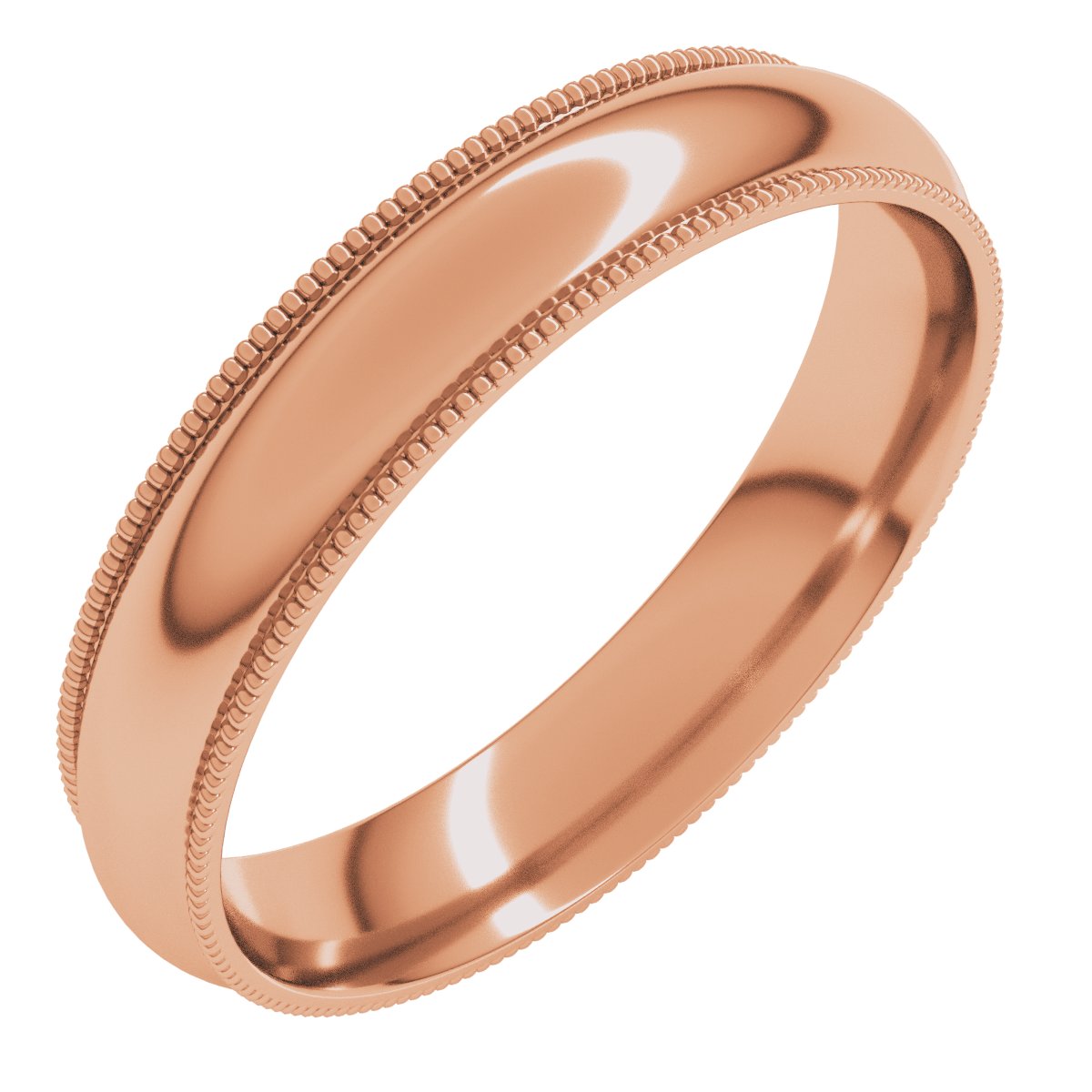 4mm half round wedding band in 14K Rose Gold