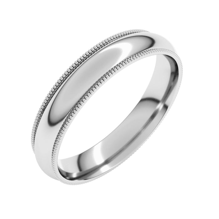 4mm Half Round Wedding Band in white gold