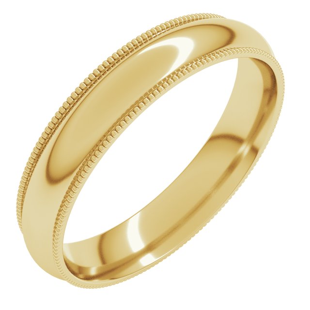 Milgrain Comfort-Fit Men's Wedding Band, 4 mm width