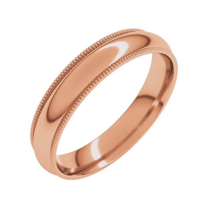 Milgrain Comfort-Fit Men's Wedding Band in rose gold