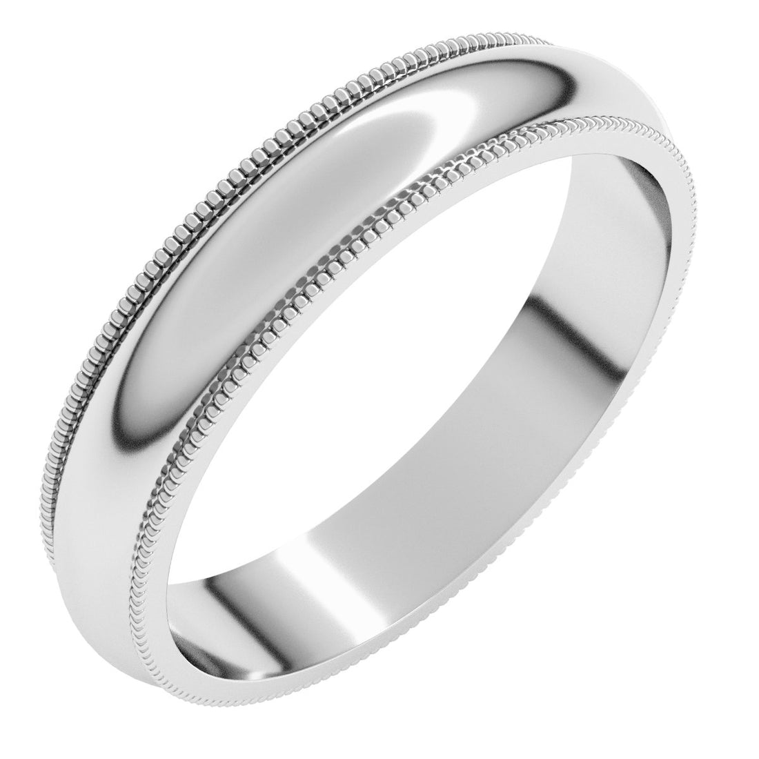 4mm milgrain half round wedding band in Platinum