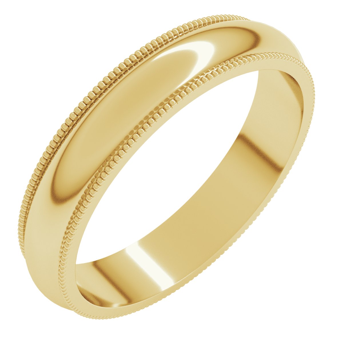4mm milgrain half round wedding band in 14K Yellow Gold