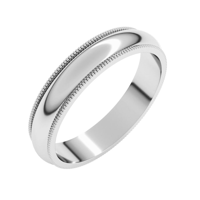 4mm Milgrain Half Round Wedding Band in white gold