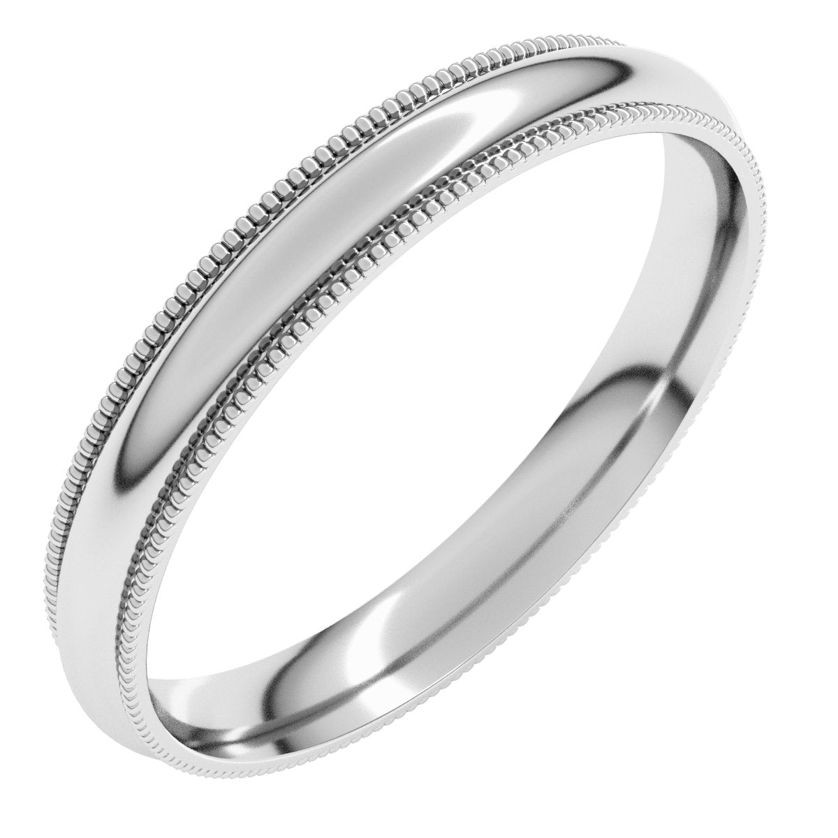 3mm half round wedding band in 14K White Gold
