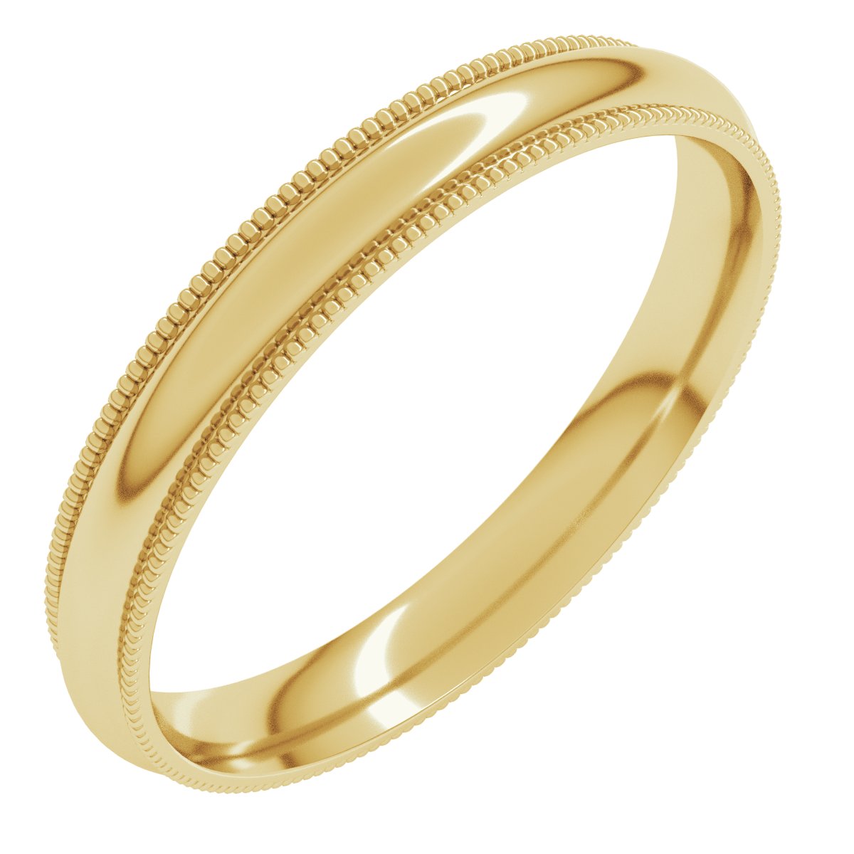 3mm half round wedding band in 10K Yellow Gold