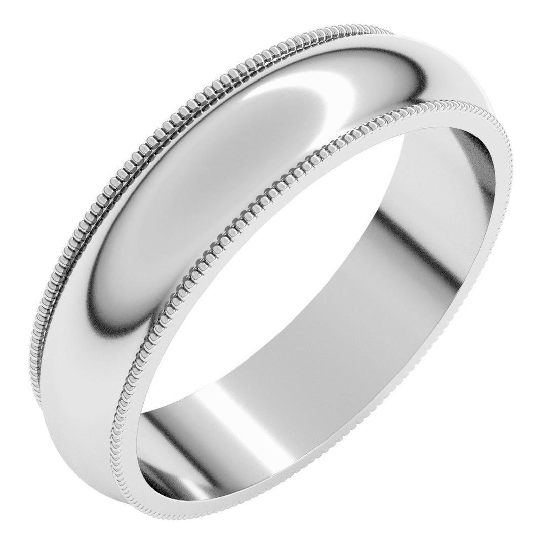 5mm milgrain half round wedding band in Platinum