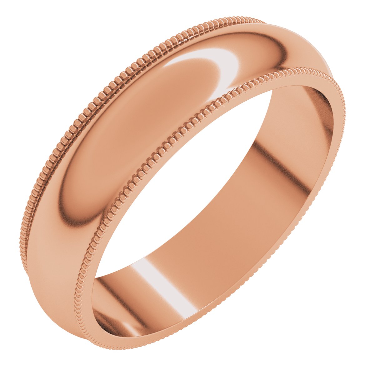 5mm milgrain half round wedding band in 14K Rose Gold
