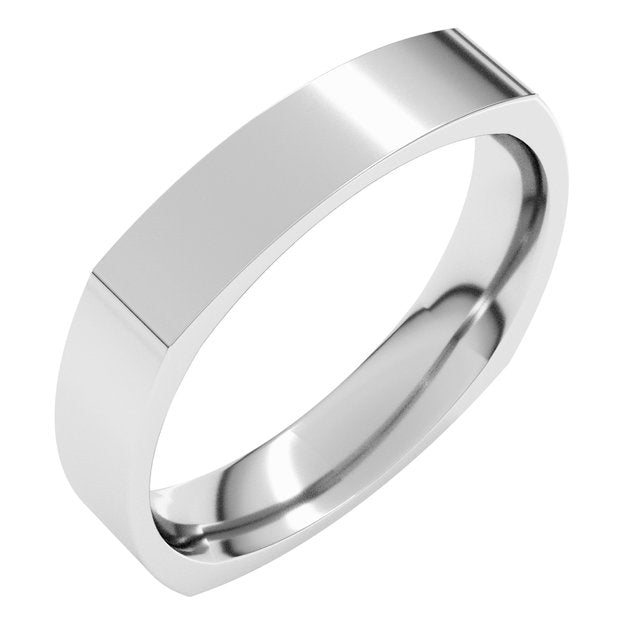 Square-Profile Comfort-Fit Men's Wedding Band, 4 mm width