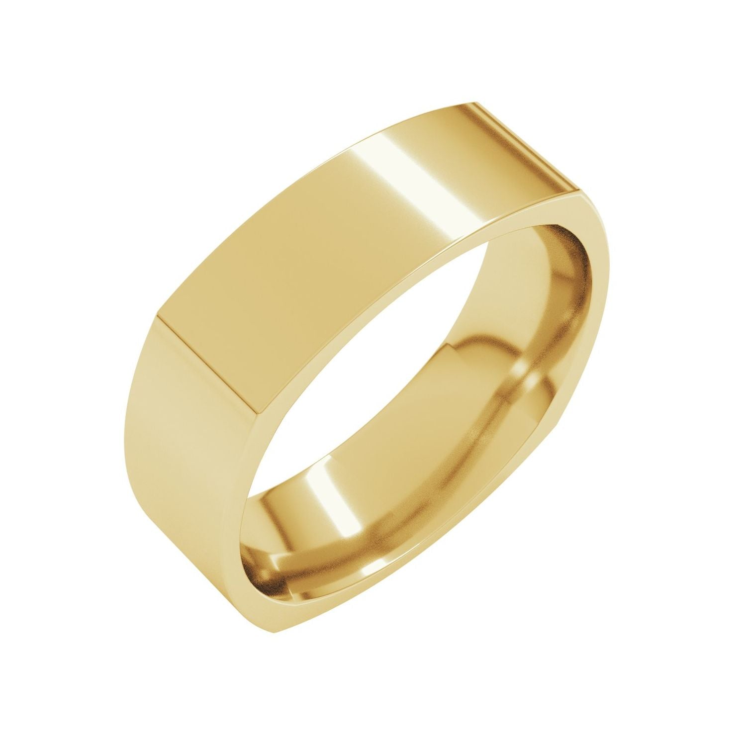 yellow gold standard weight comfort-fit square band men's wedding band