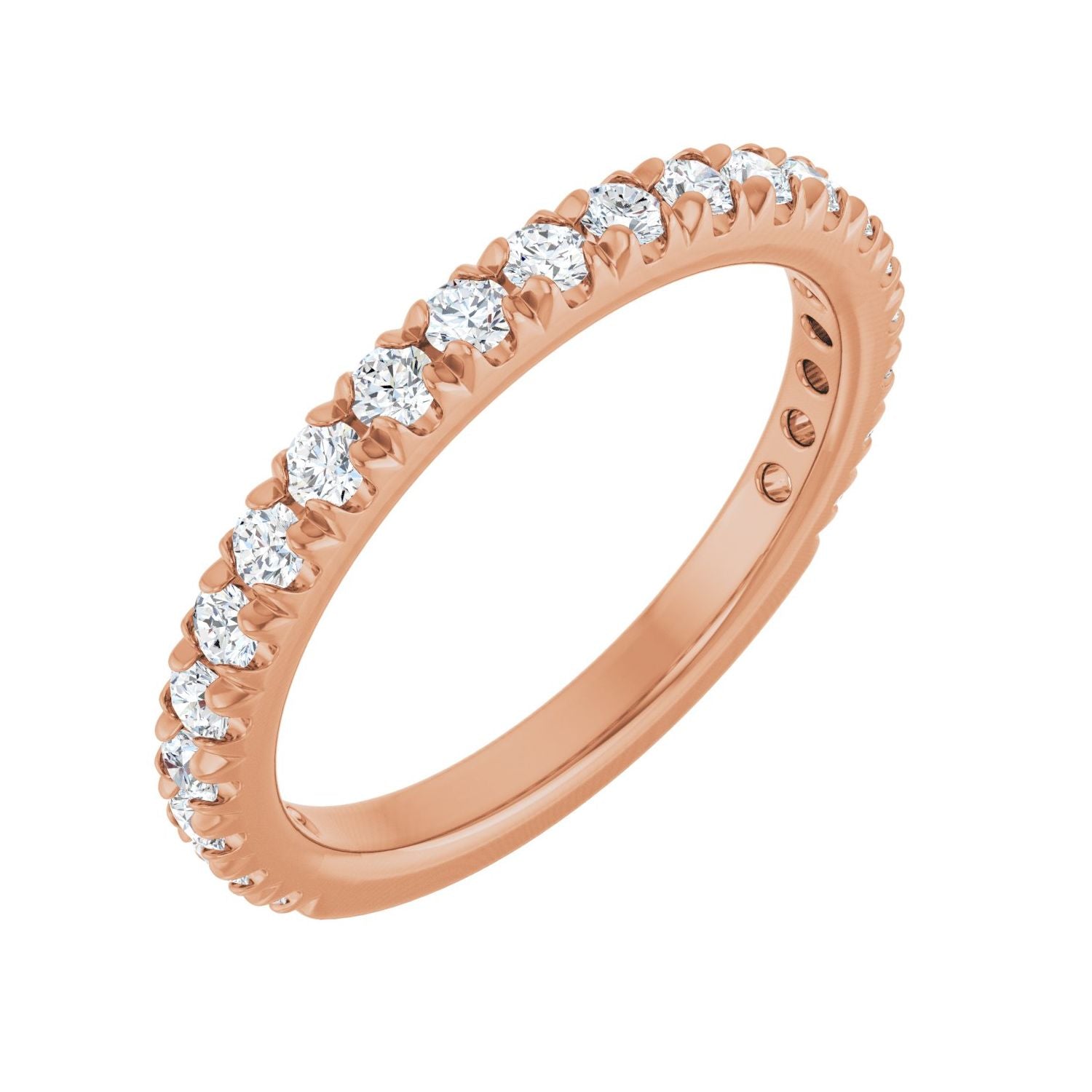 Rose Gold round diamond french-set pave diamond anniversary band
