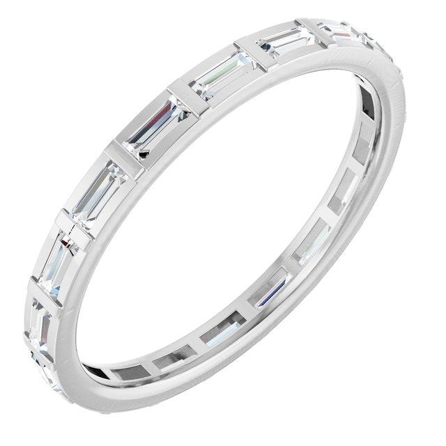 Slim Baguette Diamond Eternity Band in 14K White Gold