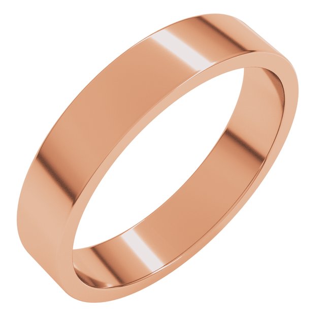 Modern Flat Men's Wedding Band, 4 mm width