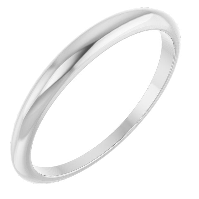 2.5mm tapered half-round stacking band in 14K White Gold