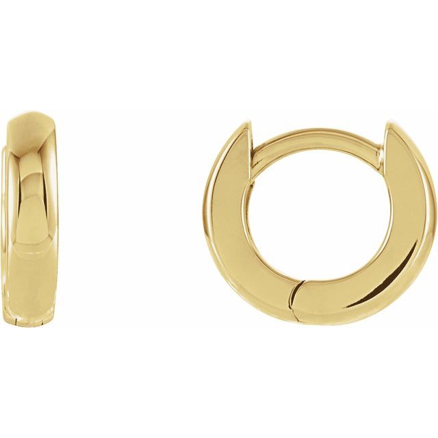 classic hinged gold hoop earrings in 14k yellow gold, 9.5 mm