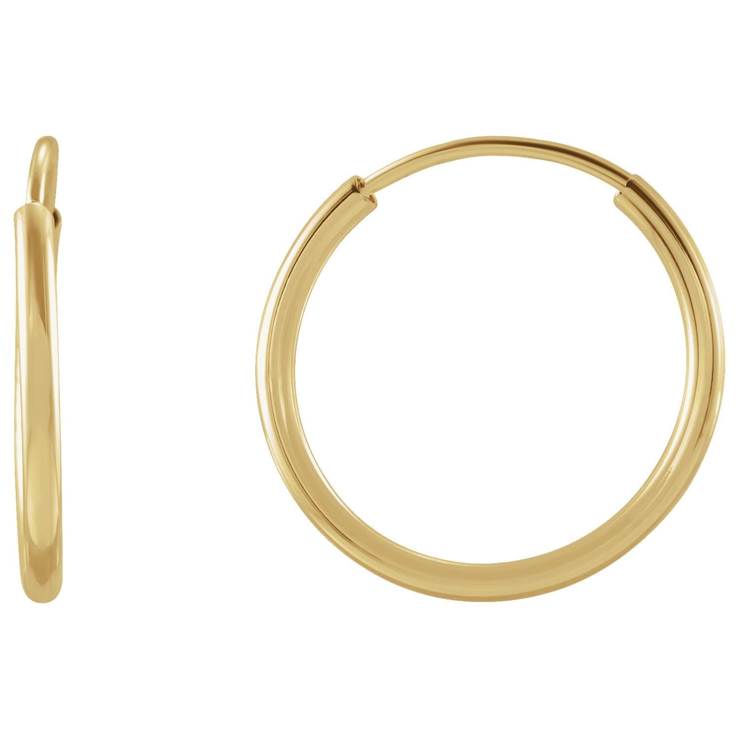Endless Tube Gold Hoop Earrings in 14K Yellow Gold