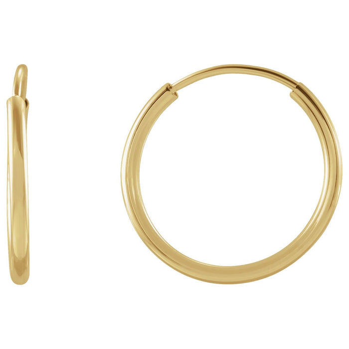 Endless Tube Gold Hoop Earrings in 14K Yellow Gold