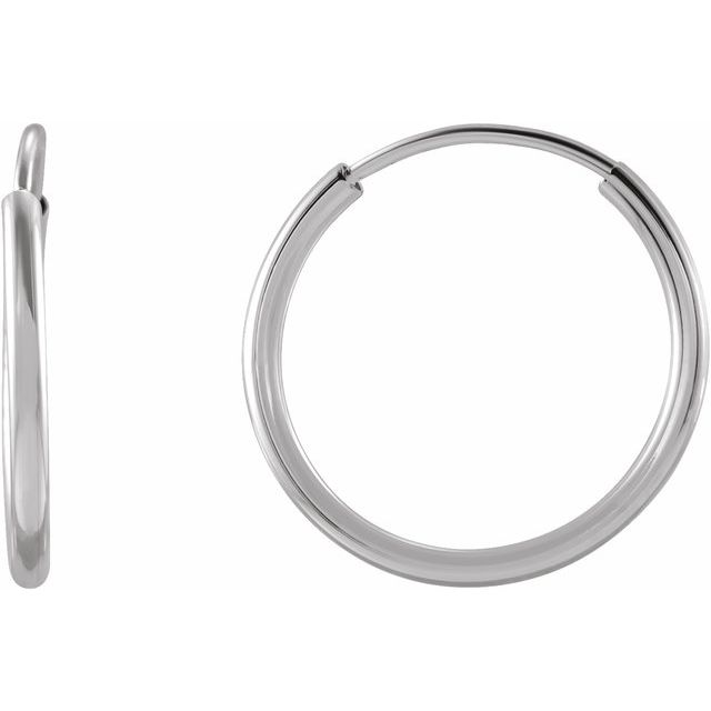 endless tube gold hoop earrings in 14k white gold, 12 mm