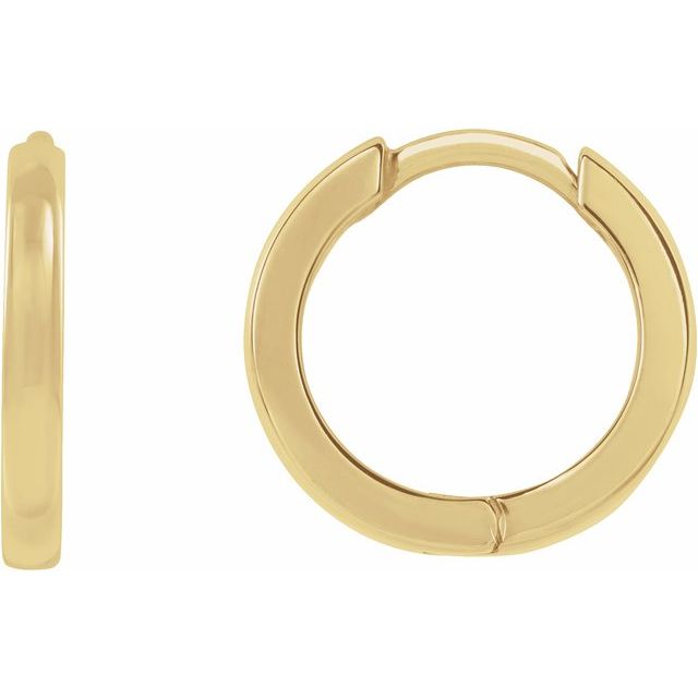 everyday hinged gold hoop earrings in 14k yellow gold, 10 mm