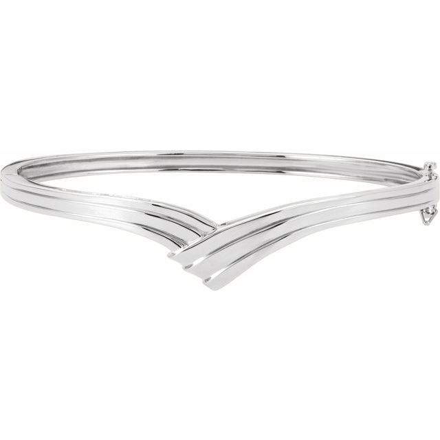 polished hinged bangle bracelet in 14k white gold