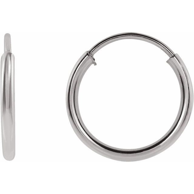 endless tube gold hoop earrings in 14k white gold, 10 mm