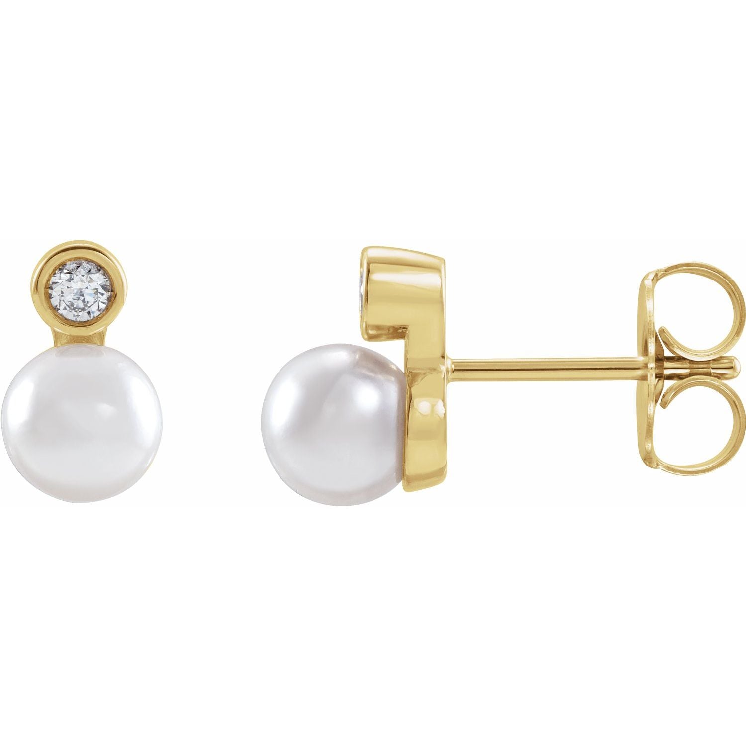 Cultured Akoya Pearl stud earrings in 14K Yellow Gold