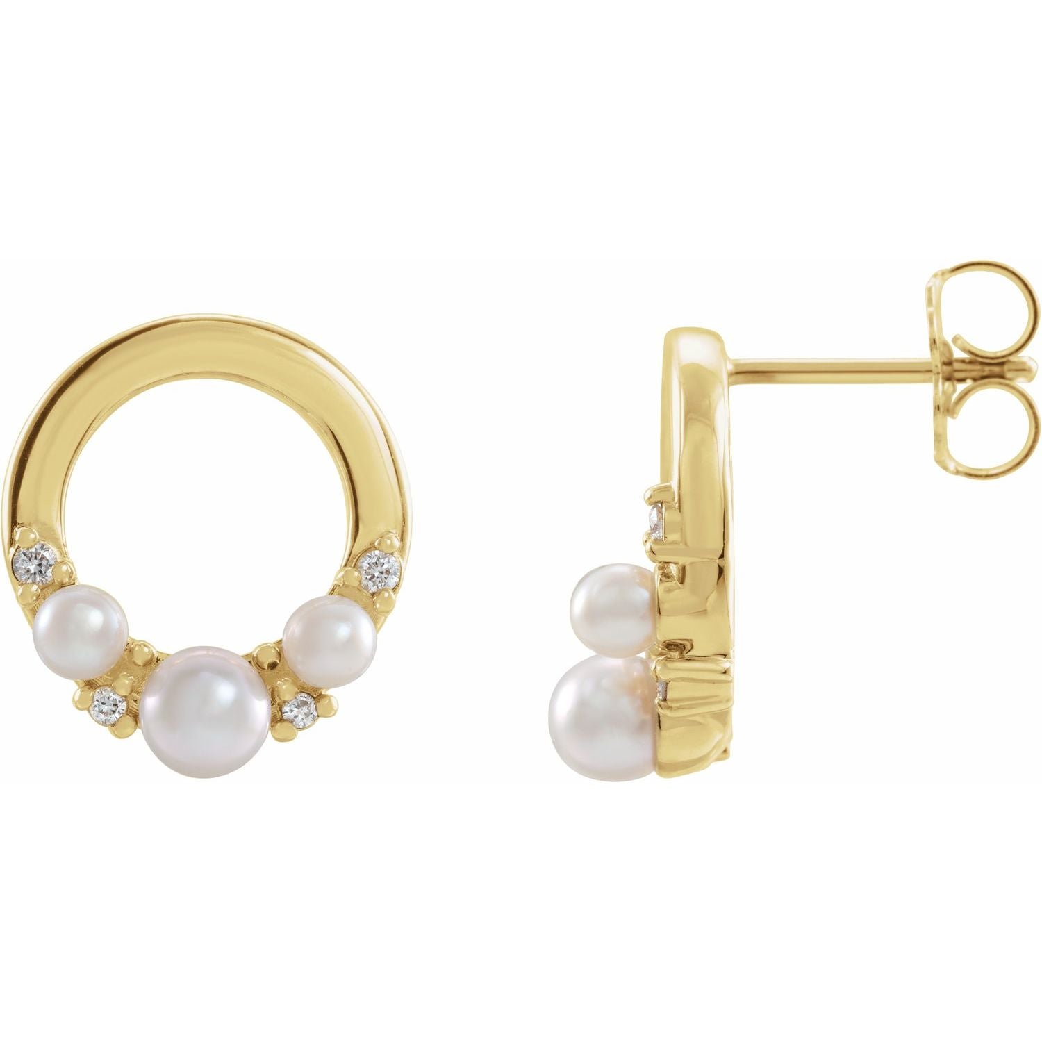 Cultured Seed Pearl drop earrings in 14K Yellow Gold