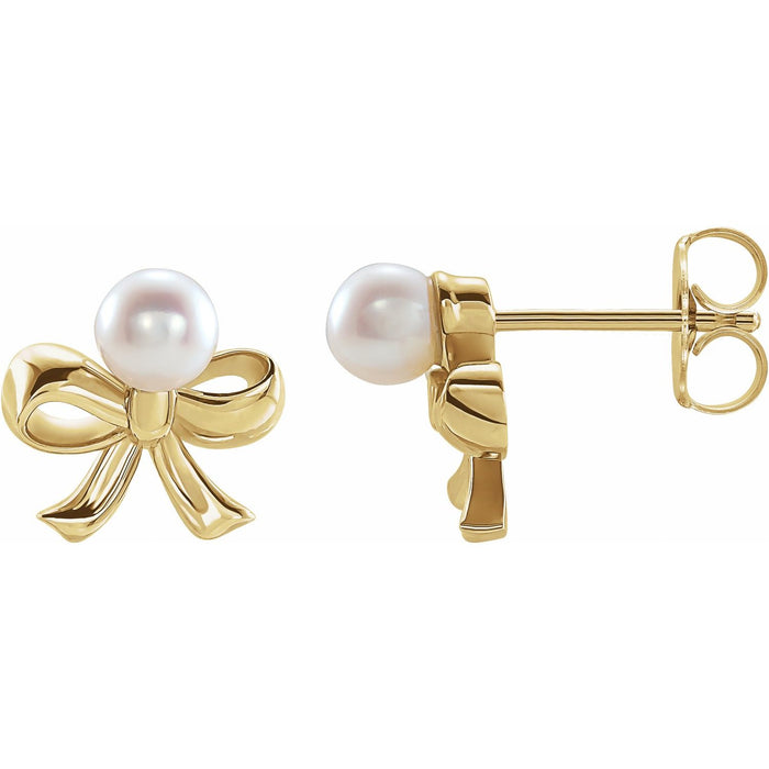 Cultured Akoya Pearl drop earrings in 14K Yellow Gold