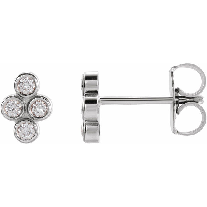 14K White Gold 1/10 ct tw Bezel-Set Diamond Cluster Earrings diamond earrings