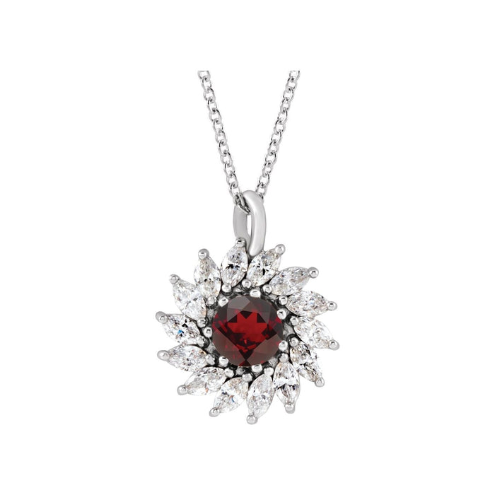 Garnet & Diamond Halo Pendant