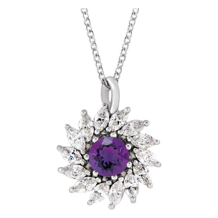 Amethyst & Diamond Statement Halo Pendant