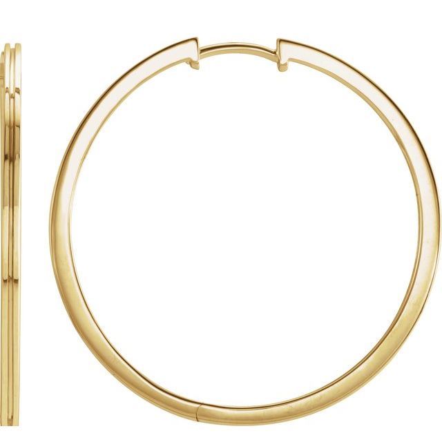grooved huggie gold hoop earrings in 14k yellow gold, 30 mm