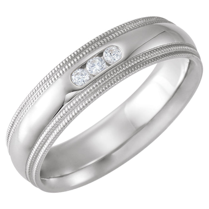 Men's Milgrain Diamond Band in white gold
