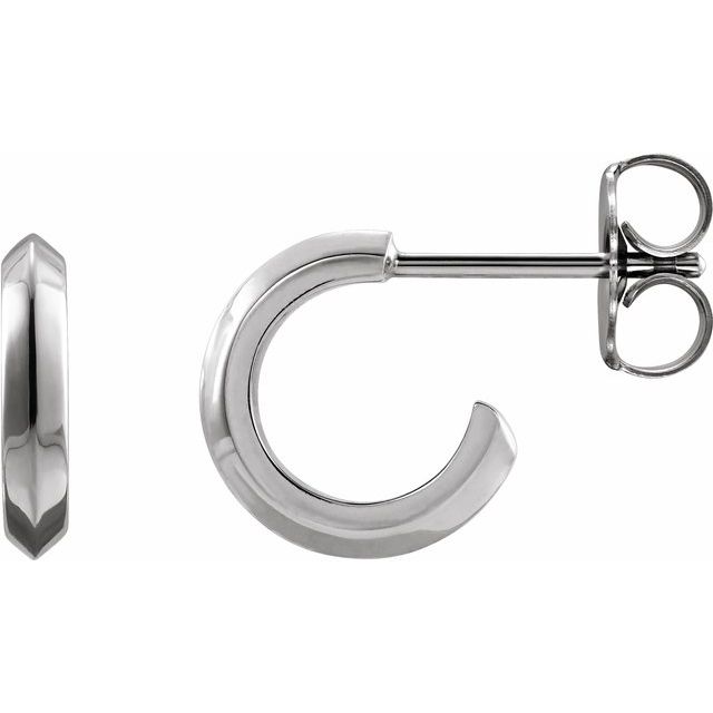 knife-edge gold hoop earrings in 14k white gold, 10 mm