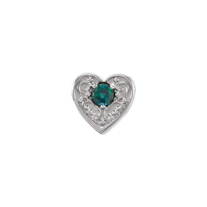 Lab-Grown Alexandrite Heart Necklace in 14K White Gold