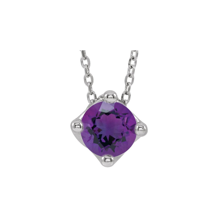 round amethyst solitaire pendant, 14K White Gold