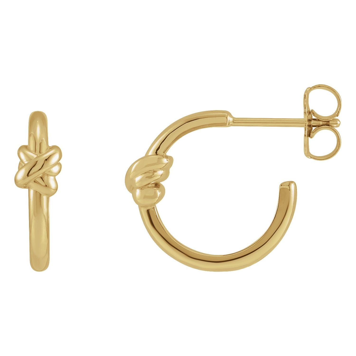 Love Knot Gold Hoop Earrings in 14K Yellow Gold