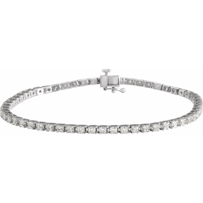 14K White Gold round natural diamond tennis bracelet