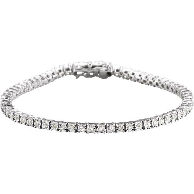 1 ct illusion-set diamond tennis bracelet in 14k white gold