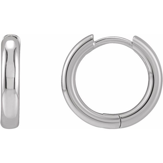 statement hinged gold hoop earrings in 14k white gold, 15 mm