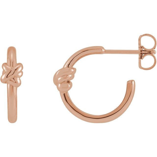 love knot gold hoop earrings in 14k rose gold