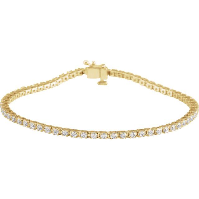 2 ct natural diamond tennis bracelet in 14k yellow gold