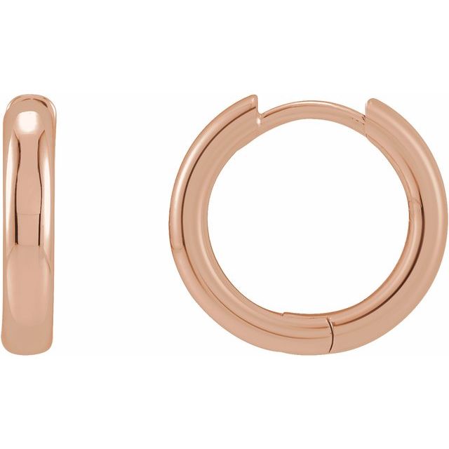 statement hinged gold hoop earrings in 14k rose gold, 15 mm